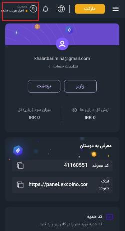 اطلاعات هویتی در صرافی اکسکوینو